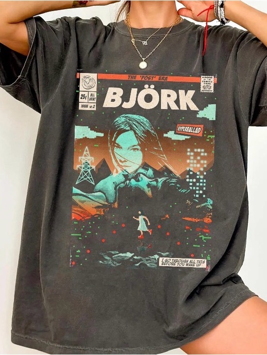Comfort Colors Tops - Comfort Colors Bjork Comic Book Graphic T-Shirt, Vintage Unisex Bjork Music Tee